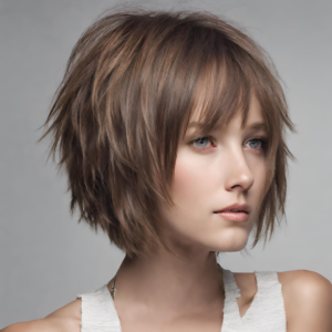 Oblong face cut with chin-length bobs