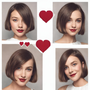 heart-shaped with side-parted bobs