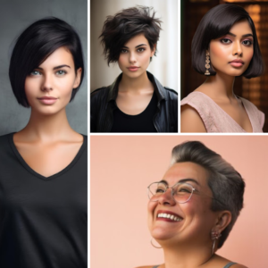 Round faces with asymmetrical cut & angular bobs